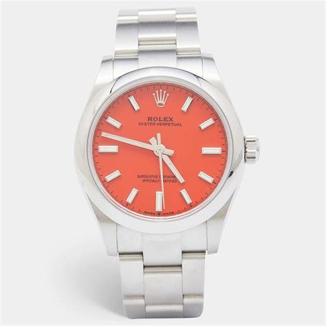 rolex oyster perpetual 31 coral red worth womens|Oyster Perpetual silver dial.